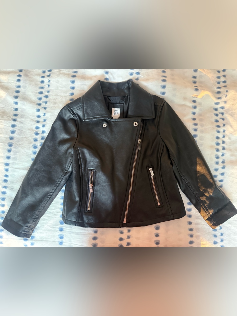 Gap Toddler Kids Black Faux Leather Moto Jacket, Size 3T